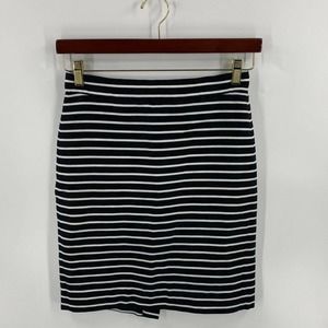 J Crew Pencil Skirt Sz 2 Black White Striped